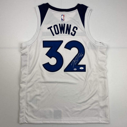 Autographed/Signed Karl-Anthony Towns Minnesota White Basketball Jersey JSA COA