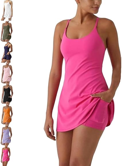 Stuffdatas The Ultimate Tummy Control Backless Active Dress -Made for Movement & Easy Bathroom Breaks, Workout Exercise Dress