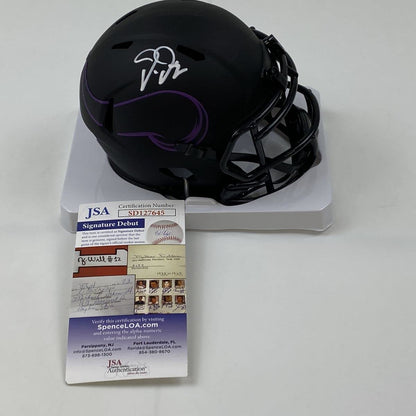 Autographed/Signed Justin Jefferson Minnesota Vikings Eclipse Football Mini Football Helmet JSA COA