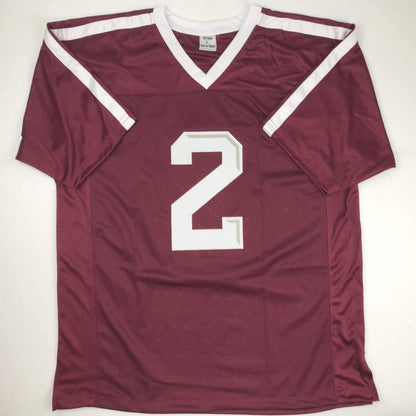 Autographed/Signed Johnny FN Football Manziel Texas A&M Maroon College Jersey JSA COA