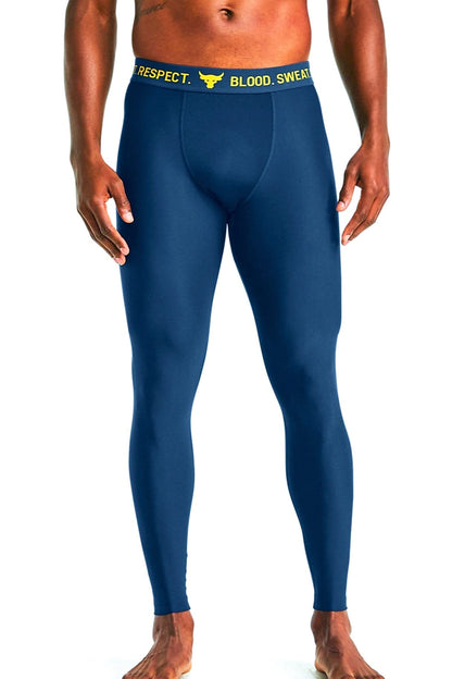 Under Armour UA Project Rock Compression Pants Workout Compression Pants Brahma Bull Navy Heat Gear Compression Navy Men's Workout Pants Large