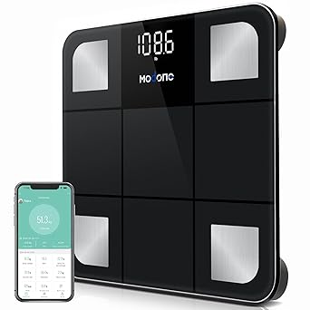Smart Scale for Body Weight, Body Fat Scale, LED Display & Matte Glass Panel Digital Bathroom Wireless Weight Scale, Bluetooth Body Scale 18 Body Composition Monitor Health Analyzer, Baby Mode
