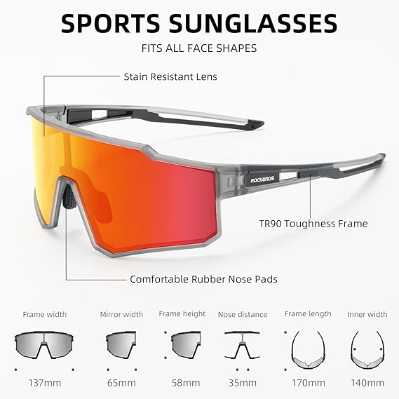 ROCKBROS Polarized Cycling Sunglasses UV400 Protection TR90 Frame Unisex