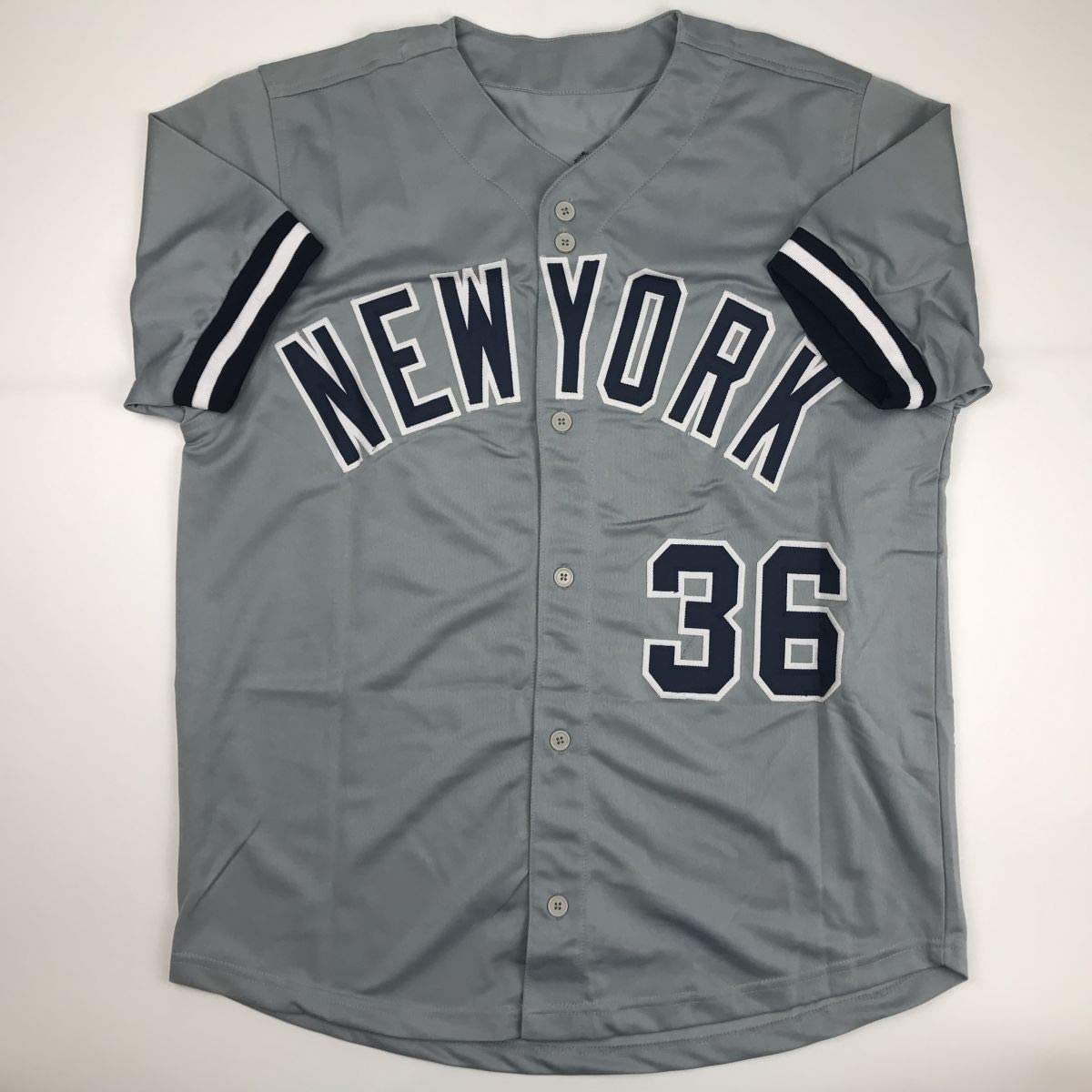 Autographed/Signed David Cone New York Grey Baseball Jersey JSA COA