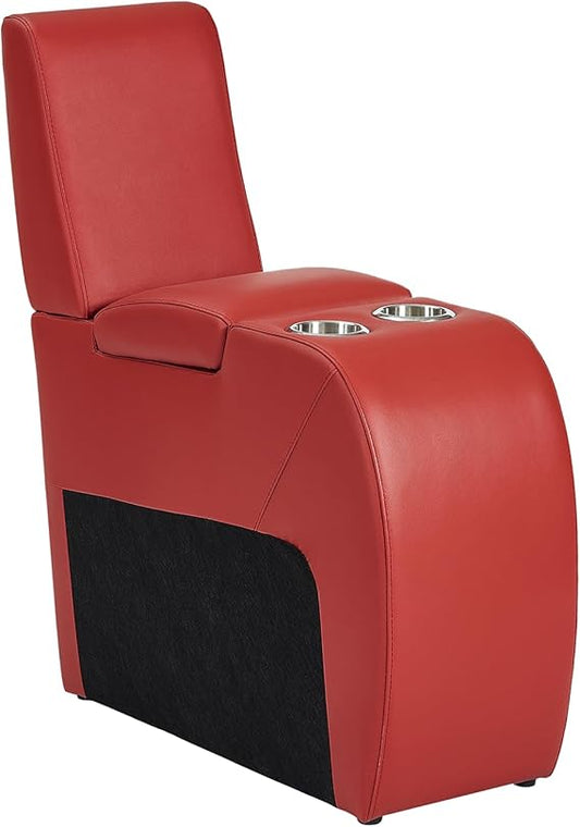 Center Storage Console for Home Theater Seating Recliner Sofa Top Grain Leather Built-in Metal Cup Holders Spacious Storage Compartment Red
