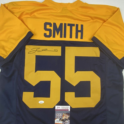 Autographed/Signed Za'Darius Smith Green Bay Retro Blue Football Jersey JSA COA