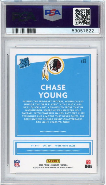 Graded 2020 Panini Donruss Chase Young #316 Rookie RC Football Card PSA 10 Gem Mint