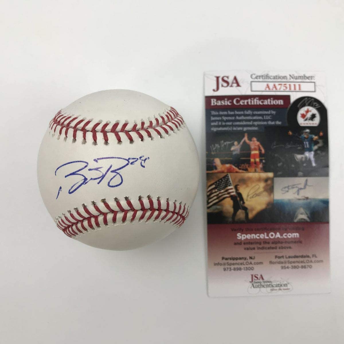 Autographed/Signed Buster Posey Rawlings Official Major League Baseball ROML JSA COA