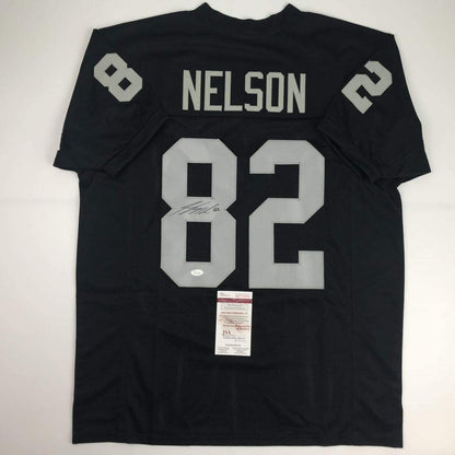 Autographed/Signed Jordy Nelson Oakland Black Football Jersey JSA COA