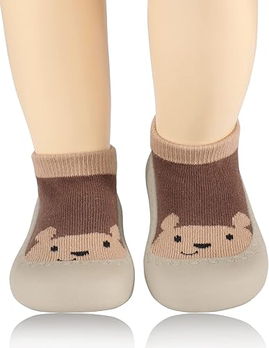 Baby Boy Sock Shoes Animal Rubber Sole Non-Skid Indoor Slipper Infant Boys First Walking Floor Slipper Toddler Soft Sole Cotton Mesh Slipper Breathable Lightwewight Baby Shoes