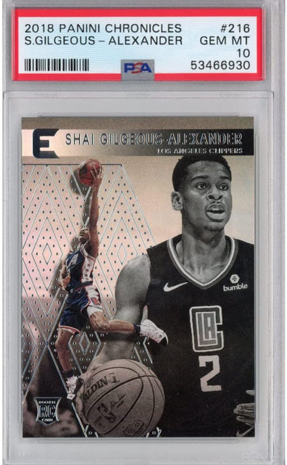 Graded 2018-19 Panini Chronicles Shai Gilgeous-Alexander #216 Rookie RC Basketball Card PSA 10 Gem Mint