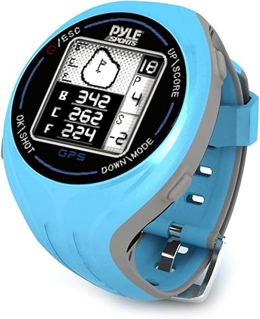 Pyle PSGF605BL GPS Smart Golf Watch with Course Recognition, Green Locator, Distance Calculator and Scoring System
