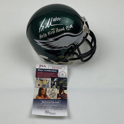 Autographed/Signed Brandon Graham 2010 1st Round Pick Philadelphia Eagles Mini Football Helmet JSA COA