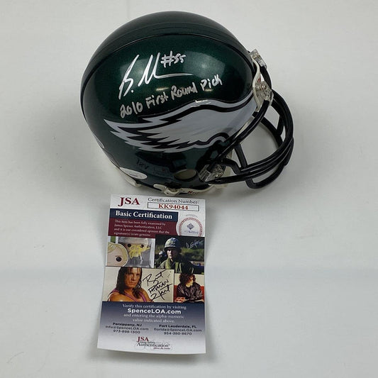 Autographed/Signed Brandon Graham 2010 1st Round Pick Philadelphia Eagles Mini Football Helmet JSA COA