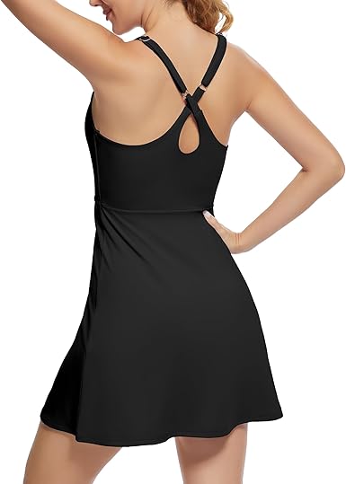 Tennis Dress for Women Athletic Golf Dress with Shorts and Pockets Backless Workout Dress with Adjustable Straps