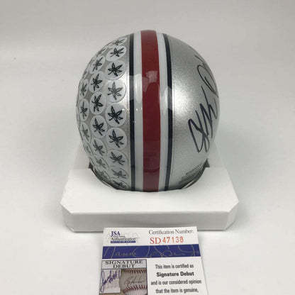 Autographed/Signed JK J.K. Dobbins Ohio State Buckeyes College Football Mini Helmet JSA COA
