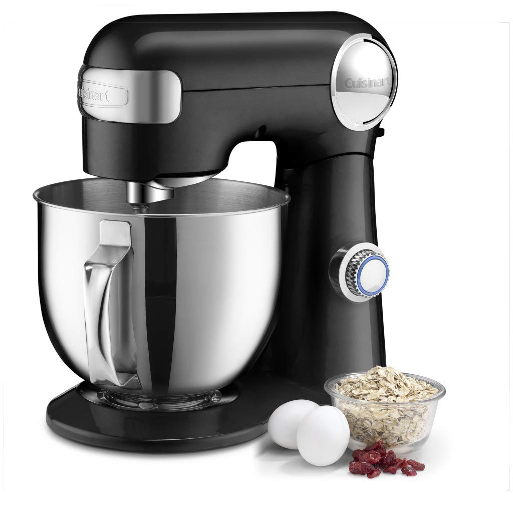 Cuisinart Stand Mixer, 12 Speed, 5.5 Quart Stainless Steel Bowl, Chef’s Whisk, Mixing Paddle, Dough Hook, Splash Guard w/ Pour Spout, Onyx, SM-50BK
