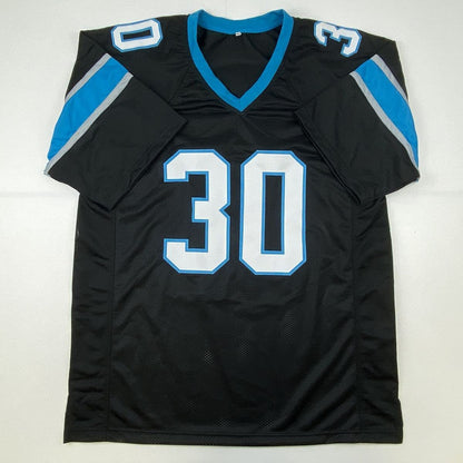 Autographed/Signed Chuba Hubbard Carolina Black Football Jersey Beckett BAS COA
