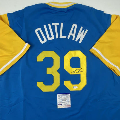 Autographed/Signed Kevin Kiermaier Tampa Bay Outlaw Players Weekend Baseball Jersey PSA/DNA COA