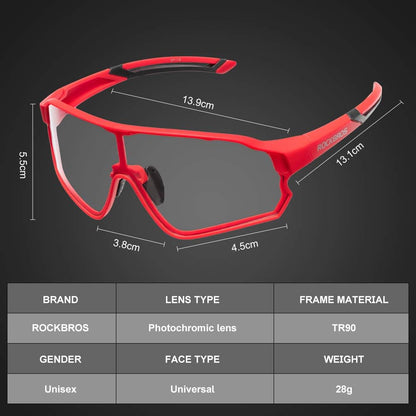 ROCKBROS Photochromic Cycling Sunglasses UV Protection Windproof Lightweight