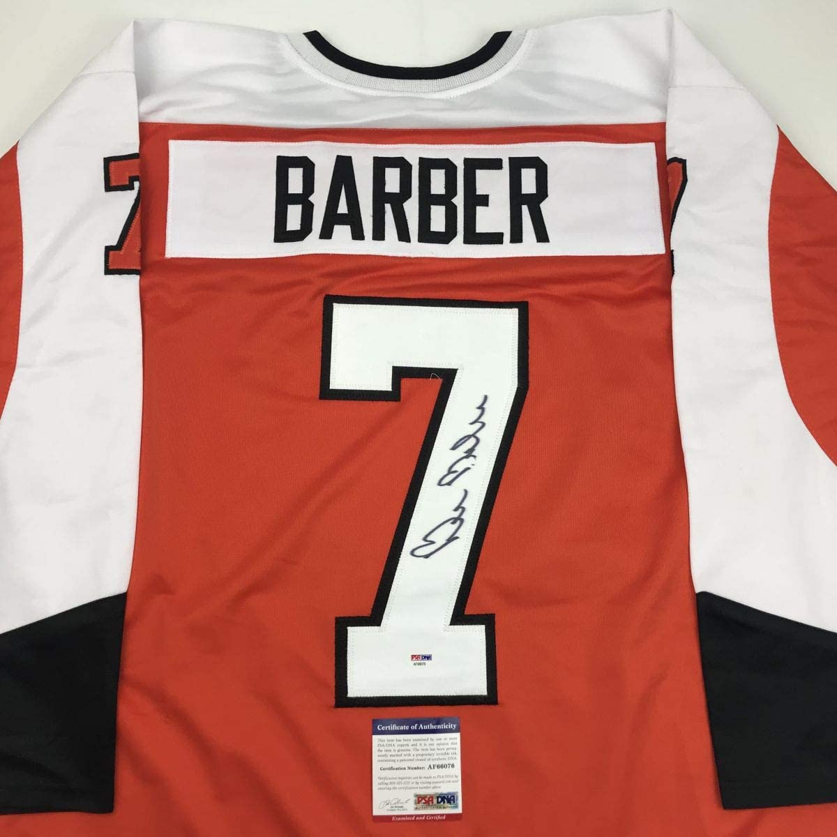 Autographed/Signed Bill Barber Philadelphia Orange Hockey Jersey PSA/DNA COA
