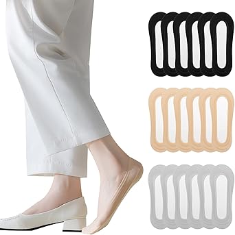 Caudblor No Show Liner Socks Women Ultra Low-cut Thin Invisible Socks Non-Slip Footies for Flats High Heels Hidden Loafer
