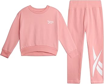 Reebok Girls' Legging Set - 2 Piece Performance Fleece Hoodie Sweatshirt and Leggings - Active Set for Toddlers/Girls, 2T-6X, Size 3T, Peach