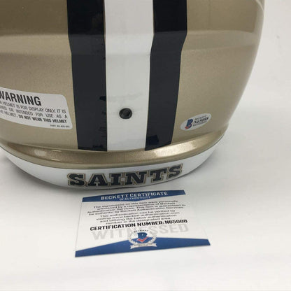 Autographed/Signed Alvin Kamara Who Dat New Orleans Saints Full Size FS F/S Replica Football Helmet Beckett BAS COA