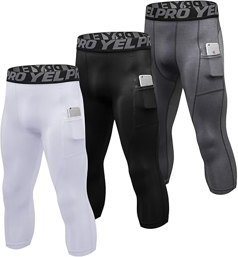 SPVISE 1 or 3 Pack 3/4 Compression Pants Men Athletic Gym Capri Leggings Running Tights Dry Fit Basketball Sports Base Layer