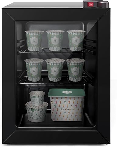 ADT Mini Freezer with Display Glass Door 2.1 Cu Ft Small Freezer with 2 Removable Shelves 7 Temperature Settings -8´�F to 14´�F Perfect for Liquor and Ice Cream