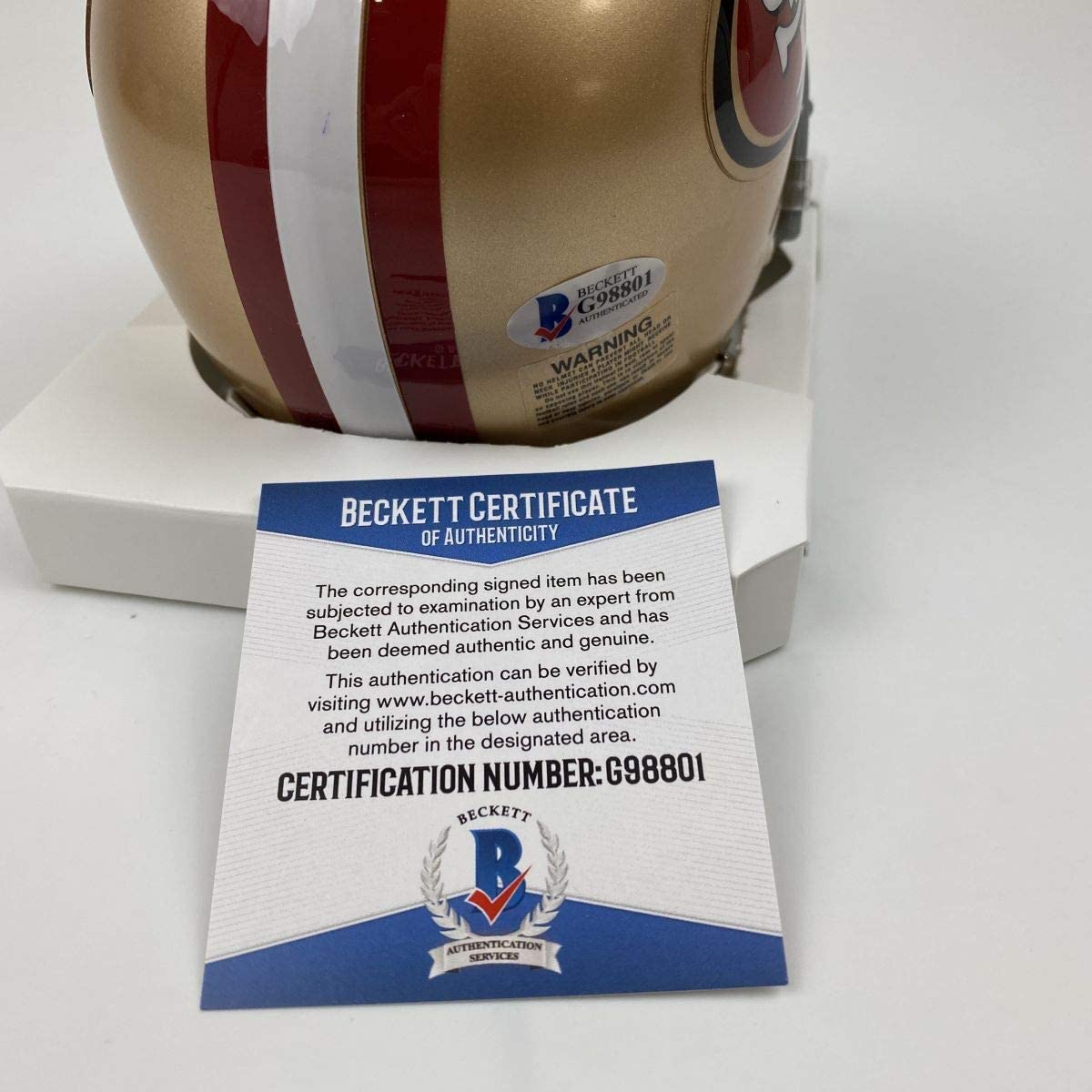 Autographed/Signed George Kittle San Francisco 49ers Football Mini Helmet Beckett BAS COA