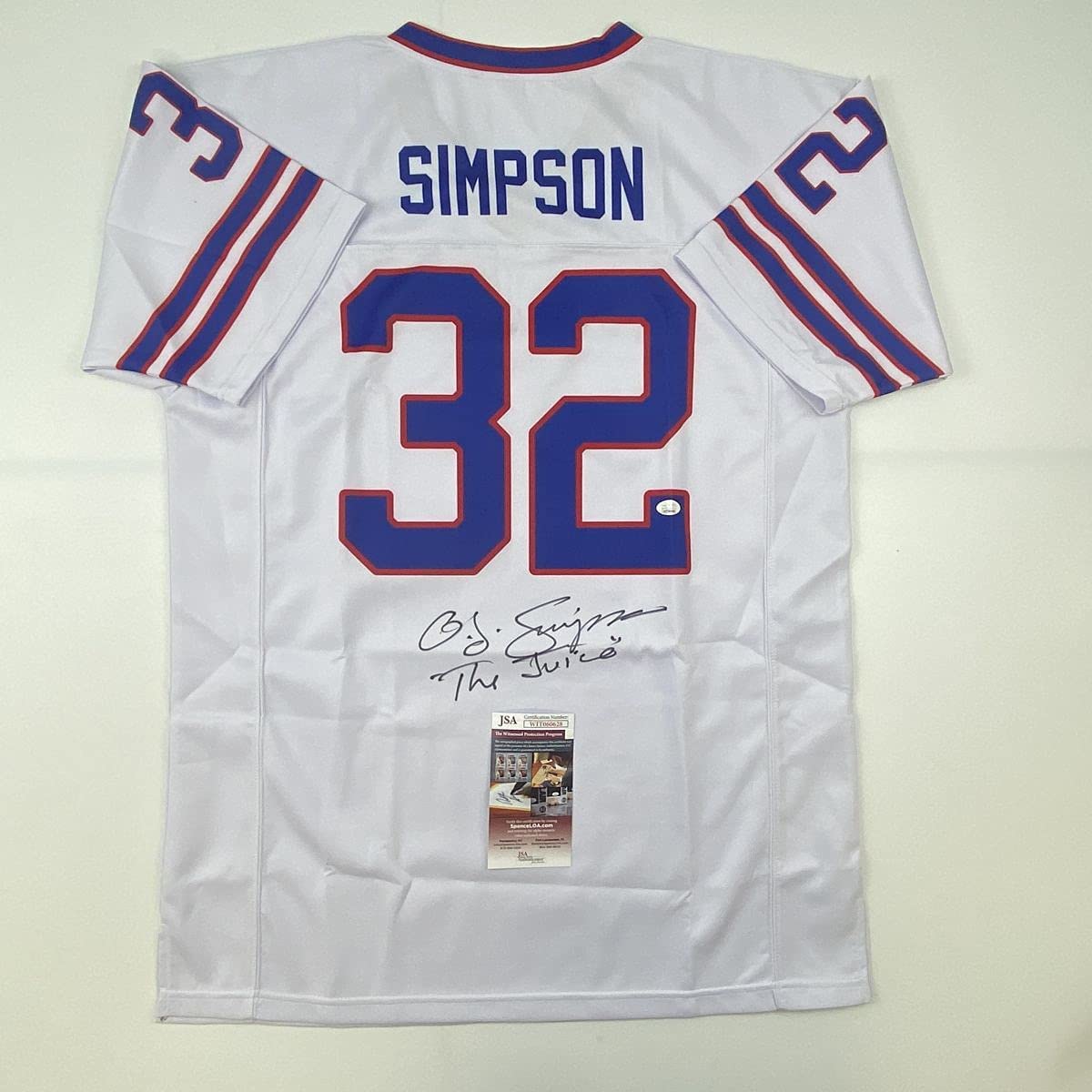 Autographed/Signed OJ O.J. Simpson The Juice Buffalo White Football Jersey JSA COA
