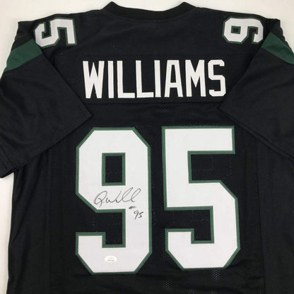 Autographed/Signed Quinnen Williams New York Black Football Jersey JSA COA