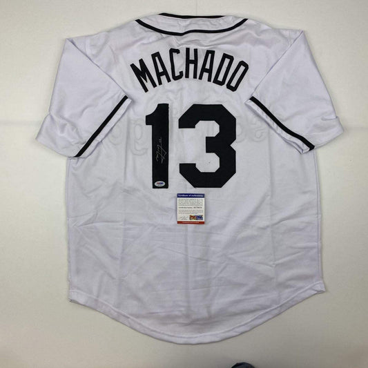 Autographed/Signed Manny Machado San Diego White Baseball Jersey Beckett BAS COA #2