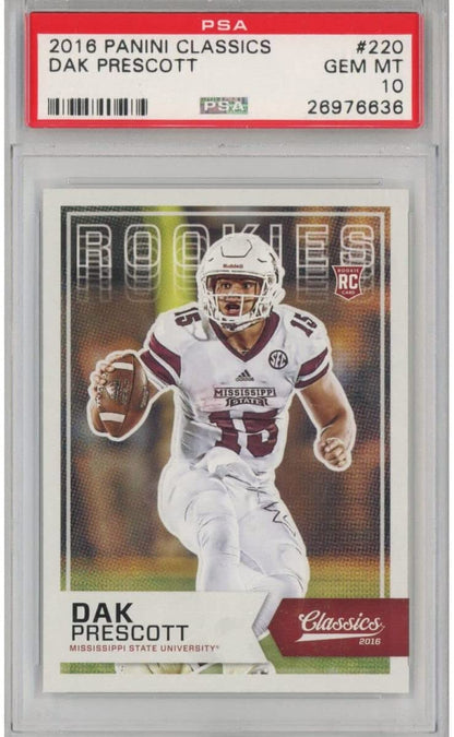 Graded 2016 Panini Classics Dak Prescott #220 Rookie RC Football Card PSA 10 Gem Mint