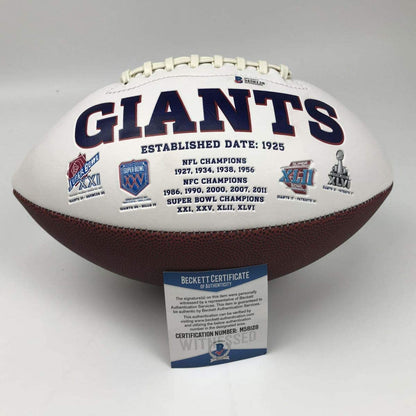 Autographed/Signed Lawrence Taylor New York Giants FS White Panel Logo Football Beckett BAS COA