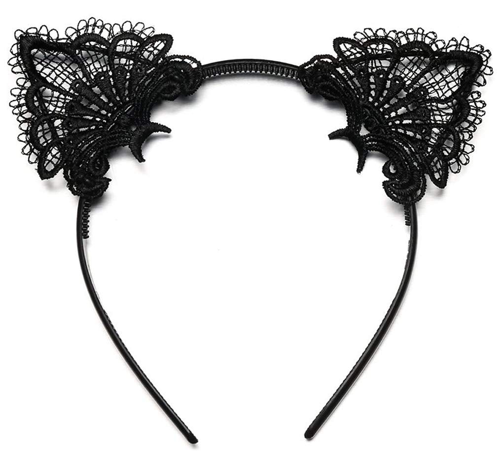 Black Cat Costume, Masquerade Mask, Lace Ears, Gloves, Tail, Choker Necklace