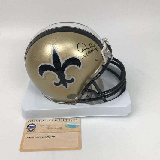 Autographed/Signed Archie Manning New Orleans Saints Football Mini Helmet Steiner Sports COA