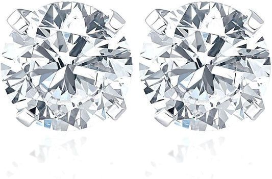 Certified 1 Ct TW Round Cut Diamond Studs Women's Earrings in 14k White or Yellow Gold Lab Grown (D, E/VS)