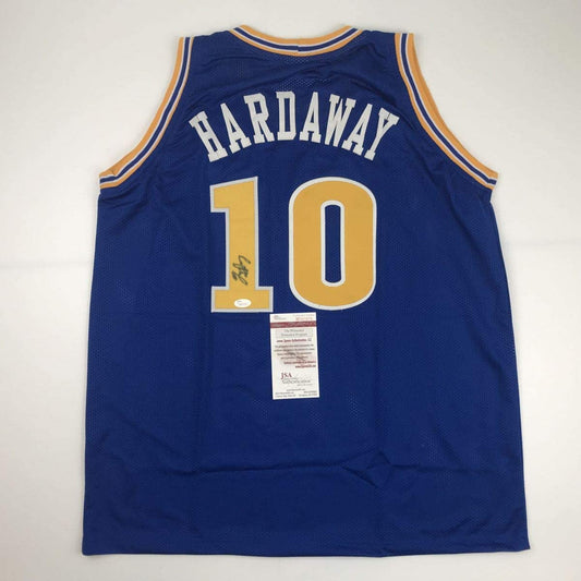 Autographed/Signed Tim Hardaway Golden State Blue Basketball Jersey JSA COA