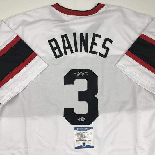Autographed/Signed Harold Baines Chicago White Retro Baseball Jersey Beckett BAS COA