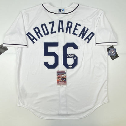 Autographed/Signed Randy Arozarena Tampa Bay Rays White Authentic Nike Baseball Jersey JSA COA