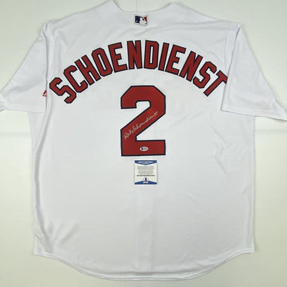 Autographed/Signed Red Schoendienst St. Louis White Baseball Jersey Beckett BAS COA
