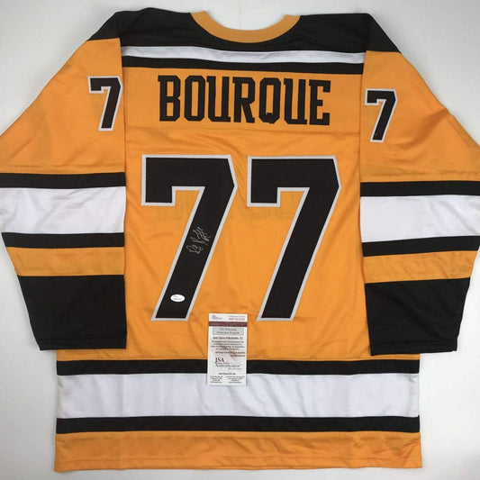 Autographed/Signed Ray Bourque Boston Yellow Hockey Jersey JSA COA
