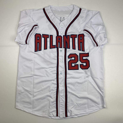 Autographed/Signed Andruw Jones Atlanta White Baseball Jersey JSA COA