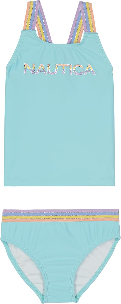 Nautica Girls' Two-Piece Bikini Swimsuit Set, UPF 50+ Sun Protection, Quick-Dry Bathing Suit