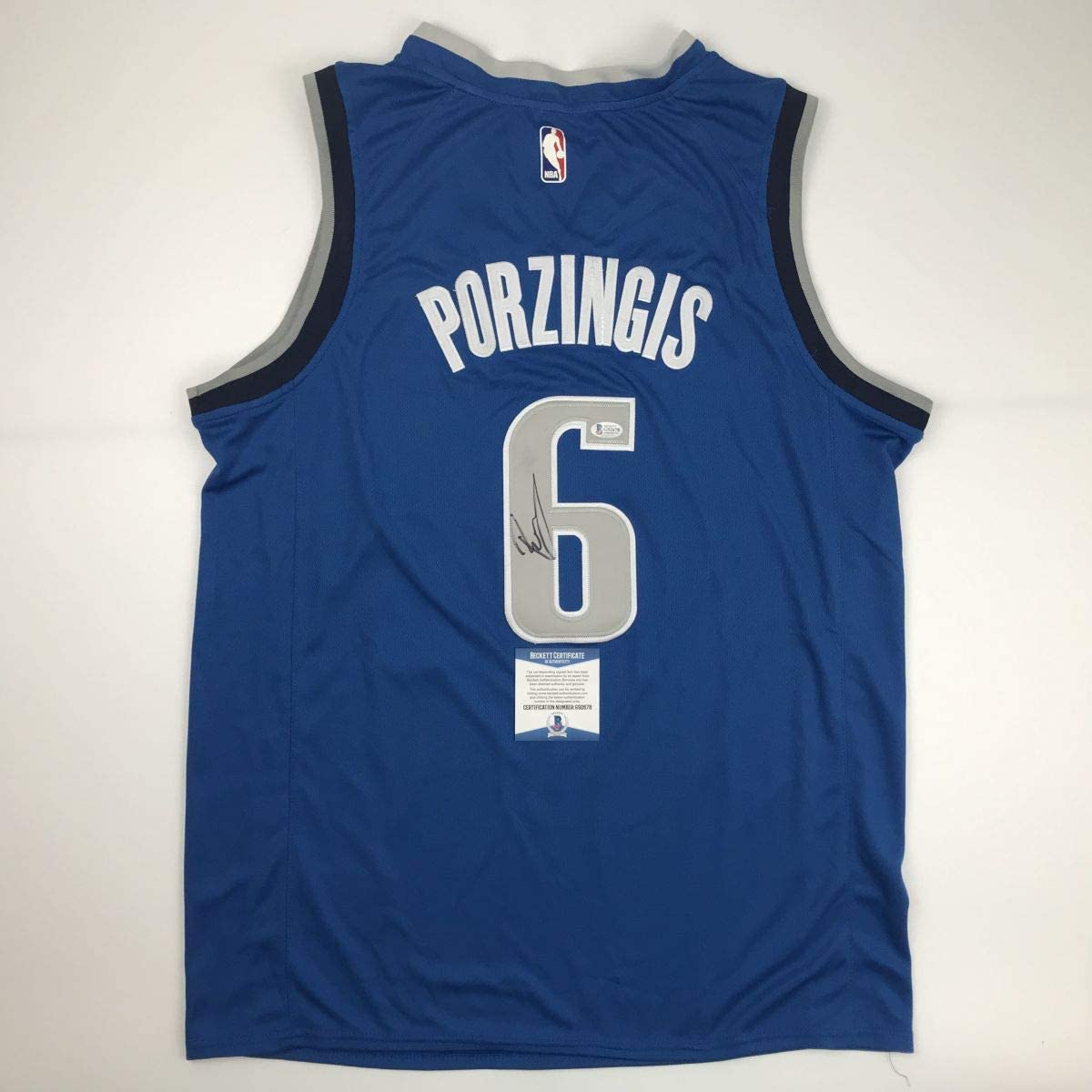 Autographed/Signed Kristaps Porzingis Dallas Black Basketball Jersey Beckett BAS COA