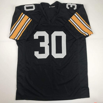 Autographed/Signed James Conner Pittsburgh Black Football Jersey Beckett BAS COA