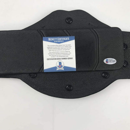 Autographed/Signed Khabib Nurmagomedov Black Toy Replica UFC Championship Title Belt Beckett BAS COA