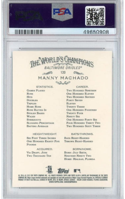 Graded 2013 Topps Allen & Ginter Manny Machado #120 Rookie RC Baseball Card PSA 10 Gem Mint